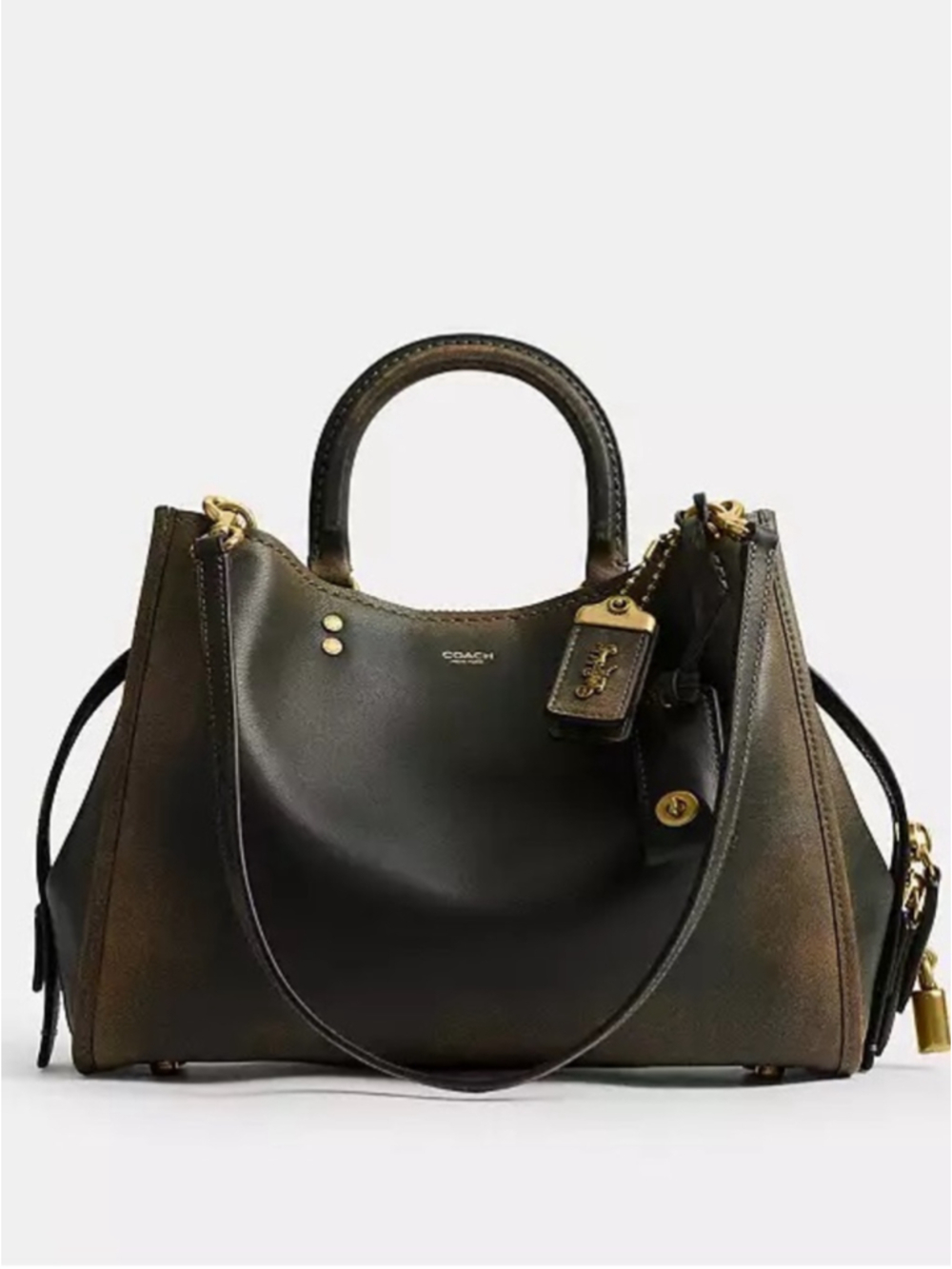NEW Coach Rogue 31 CEN42 Green Loved Leather Full Grain Shoulder Crossbody Bag N
